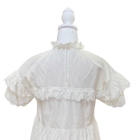 Ulla Johnson Leonie Ruffled Cotton Mini Dress 0 White - Picture 5 of 7